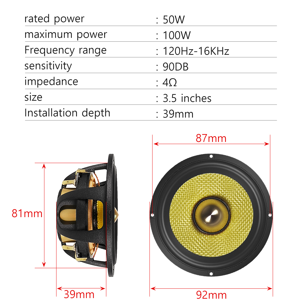 2pcs 3.5-inch Bullet Guided Mi - Speaker Driver recension och pris
